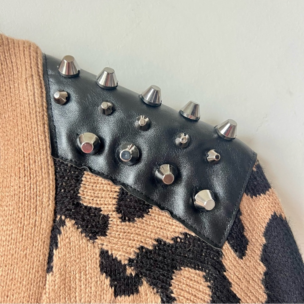 LOVE BY DESIGN Studded Leopard Print Cardigan Sweater—SZ. Small - Picture 13 of 16